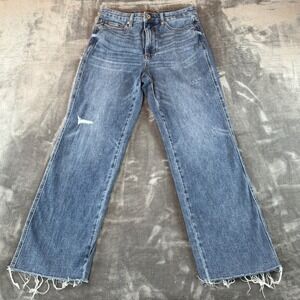 Judy Blue Women's Jeans Straight Fit Size 11/30 Distressed Raw Hem High Waist